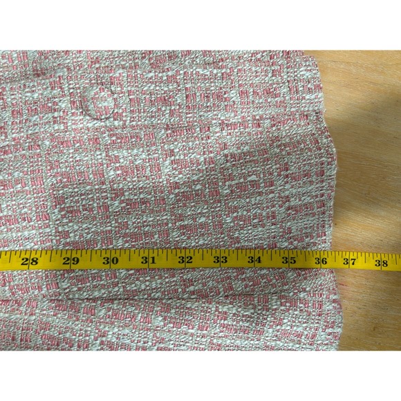 GAL MEETS GLAM Pink Tweed Coat Jacket Womens 12 Preppy Old Money Gossip Girl - Picture 9 of 11
